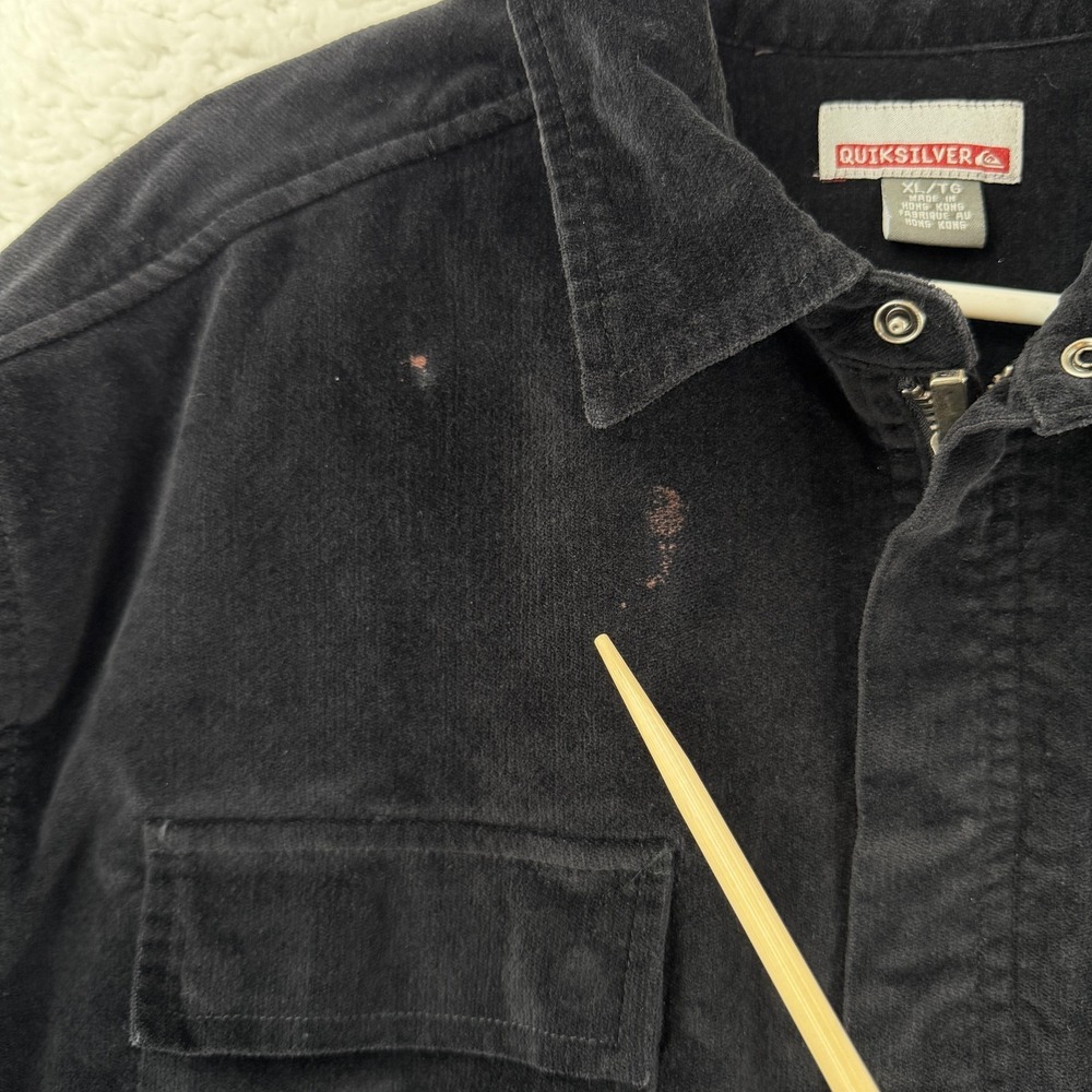 Vintage Quiksilver Jacket Mens Xl Black Corduroy Military Shirt Jacket Y2k Gorp View 4
